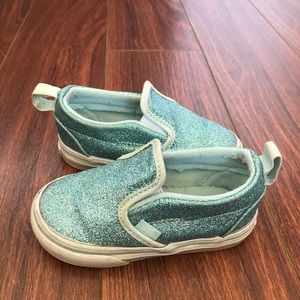 Toddler Sparkly Blue Vans size 5.5